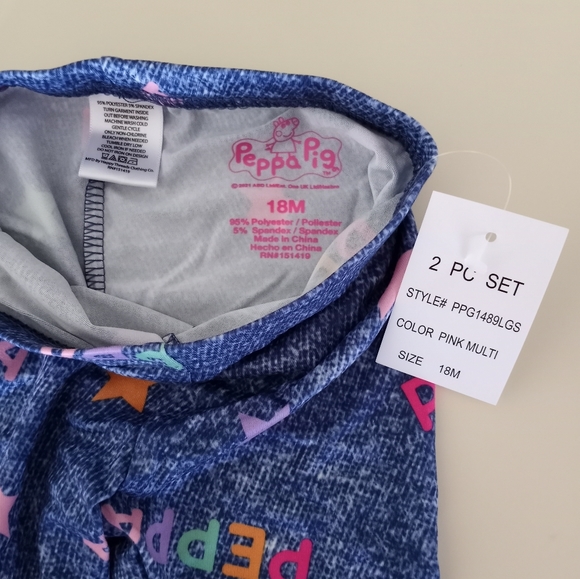 Peppa Pig 2 Piece Outfit. Infant Girls Size 18 Months NWT - Picture 8 of 10